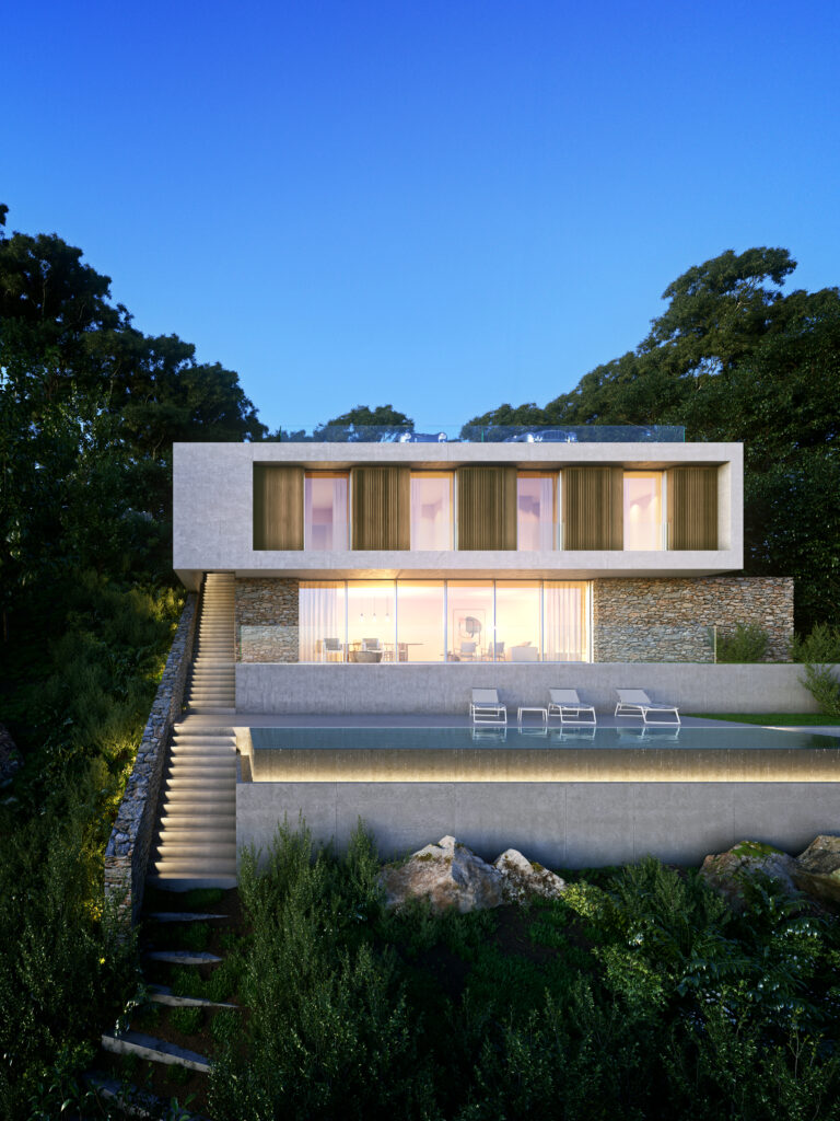 Villa Pietrabugno Villa, vue mer, Pietrabugno, Corse, Vue mer, piscine, architecture, Versini Architectes Associés