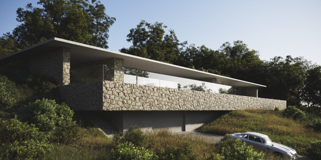 Villa Zonza Villa, Zonza, Projet, 3D, chantier, maison, Corse