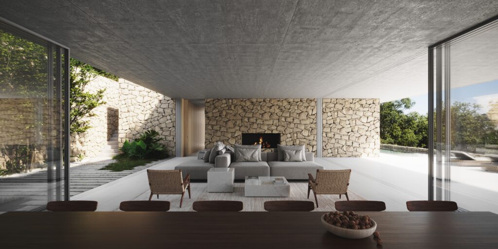 Villa Zonza Villa, Zonza, Projet, 3D, chantier, maison, Corse