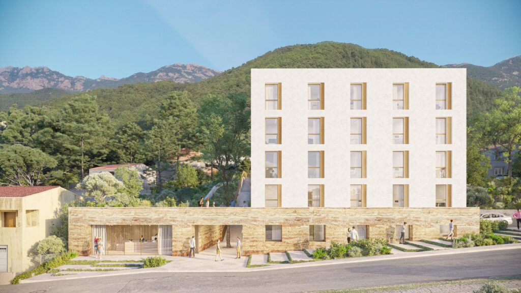 Centre admin Levie Bureaux, centre administratif, Village, Levie, Corse, architecture, Versini Architectes Associés