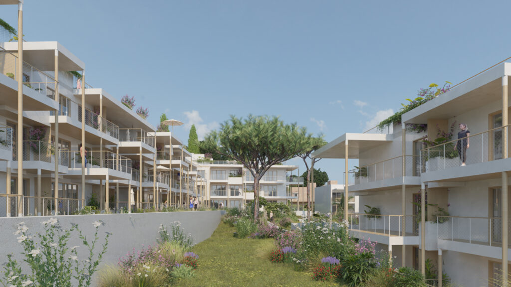 Villeneuve Loubet Logements, architecture, environnement, toit végétalisé, verdure, Décoration, Versini Architectes Associés, France