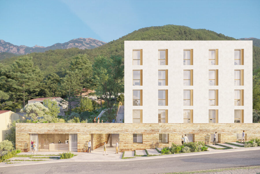 Bureaux, centre administratif, Village, Levie, Corse, architecture, Versini Architectes Associés